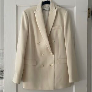 Zara Cream Tailored Blazer with Textured Fabric